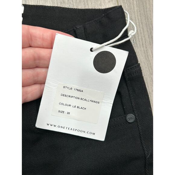 One Teaspoon Women's Black Scallywags Frayed Hem Skinny Jeans Size 26 NWT - Picture 5 of 9